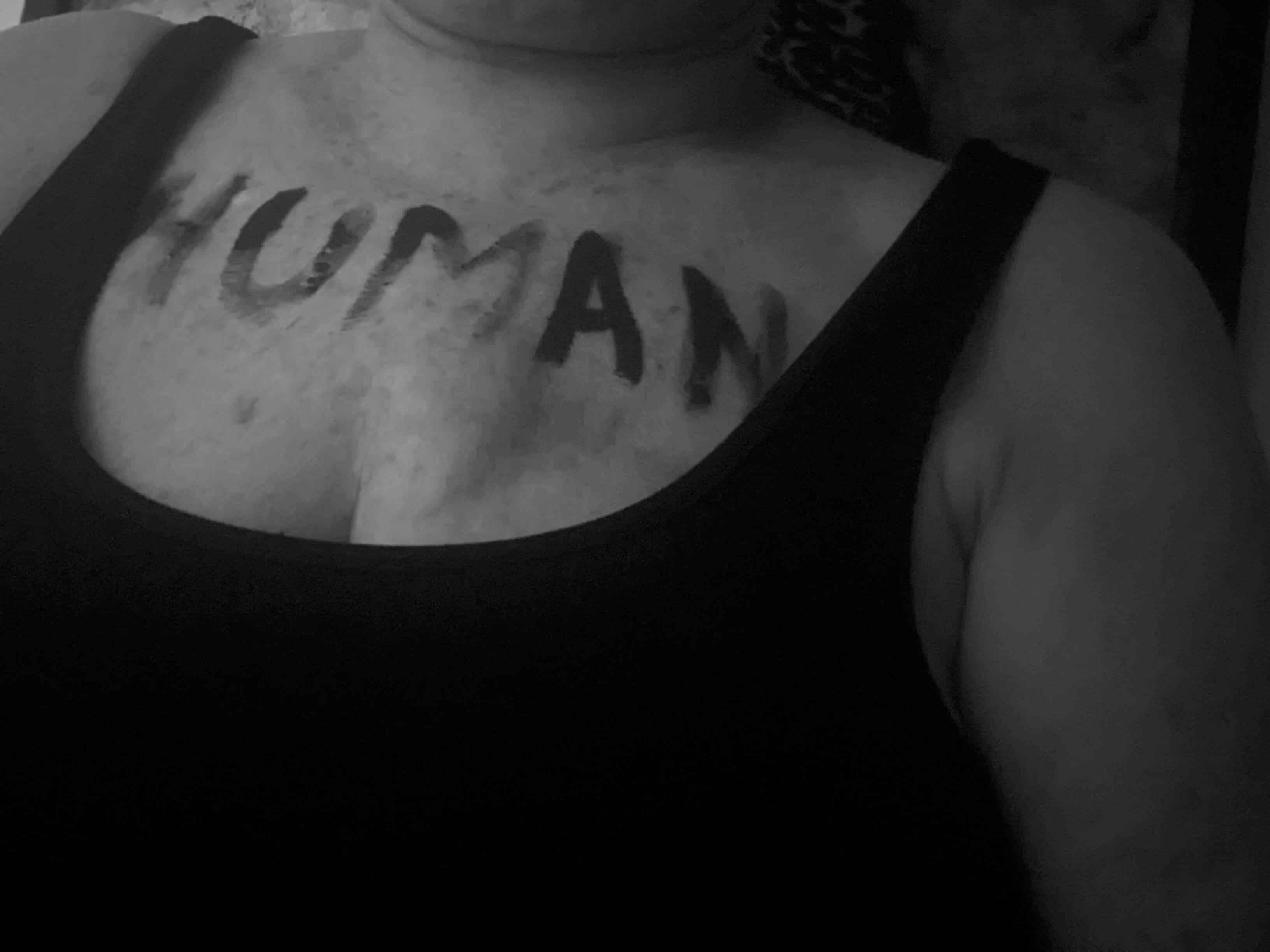 human charcoal on flesh